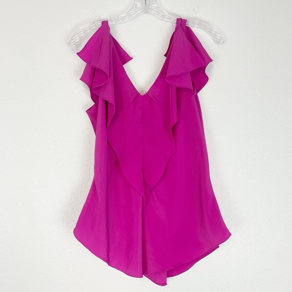Yoana Baraschi Top Ruffle Blouse Feminine Split‎ Flutter Sleeve Pink Small